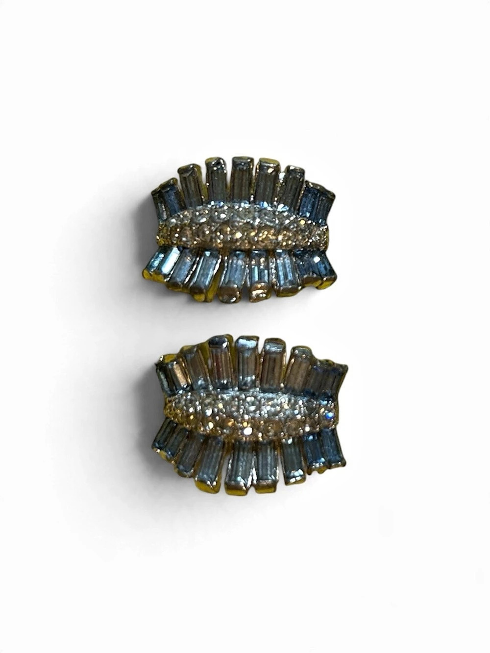 Vintage Statement Blue and Crystal Earrings